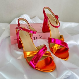 Sandales à talons hauts en cuir écologique Fuchsia Abilica rose 1