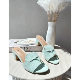 Tongs Pour Femmes Avec Talons Hauts En Daim Eco, Menthe Jemenna vert 7