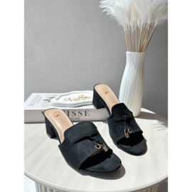 Tongs Pour Femmes Avec Talons Hauts En Daim Eco, Noir Jemenna le noir 7