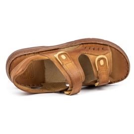 ŁUKPOL Sandales en cuir pour hommes avec velcro 812 marron brun 4