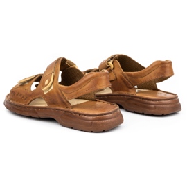 ŁUKPOL Sandales en cuir pour hommes avec velcro 812 marron brun 3