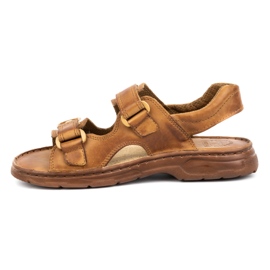 ŁUKPOL Sandales en cuir pour hommes avec velcro 812 marron brun 1