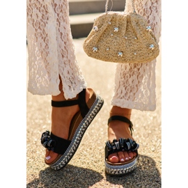 S.Barski Sandales féminines en coin et plate-forme avec décorations S. Barski Hy056 Black noir 2