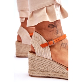 Sandales Compensées Espadrilles En Daim Orange Cammer 7