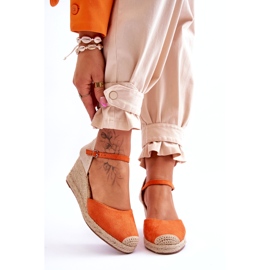Sandales Compensées Espadrilles En Daim Orange Cammer 1