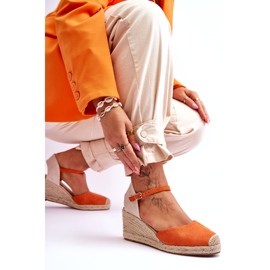 Sandales Compensées Espadrilles En Daim Orange Cammer 6