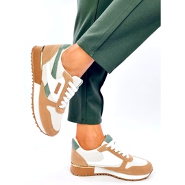 Baskets de sport pour femmes, blanches et beiges 4