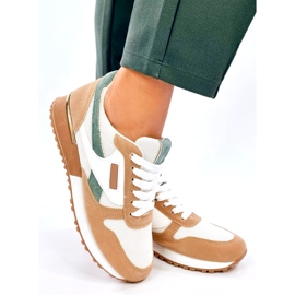 Baskets de sport pour femmes, blanches et beiges 2