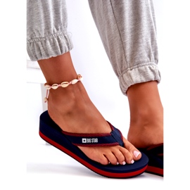 Tongs compensées pour femmes Big Star NN274A725 Bleu marine 5