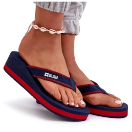 Tongs compensées pour femmes Big Star NN274A725 Bleu marine 6