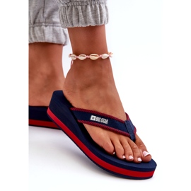 Tongs compensées pour femmes Big Star NN274A725 Bleu marine 3