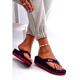 Tongs compensées pour femmes Big Star NN274A725 Bleu marine 4