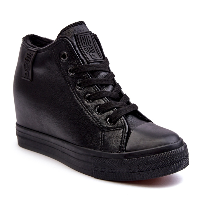 Baskets compensées en cuir pour femme Big Star MM274001 Noir 1