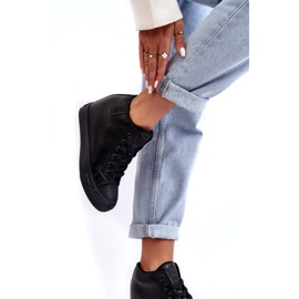 Baskets compensées en cuir pour femme Big Star MM274001 Noir 2