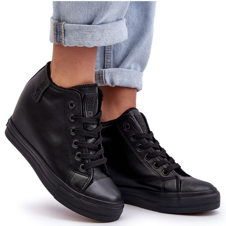 Baskets compensées en cuir pour femme Big Star MM274001 Noir le noir 7