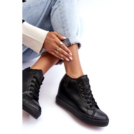 Baskets compensées en cuir pour femme Big Star MM274001 Noir 5