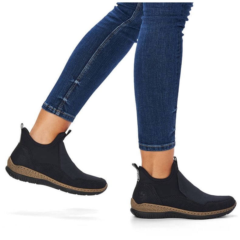 Bottines à enfiler noires confortables pour femmes Rieker N3275-00 le noir 1
