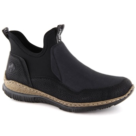 Bottines à enfiler noires confortables pour femmes Rieker N3275-00 le noir 2