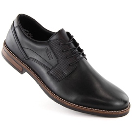 Chaussures confortables en cuir pour hommes noires Rieker 13523-00 1