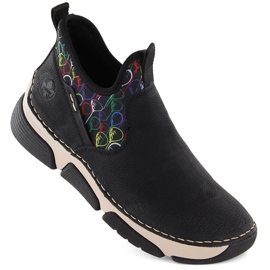 Bottines à enfiler noires confortables pour femmes Rieker 45957-00 1