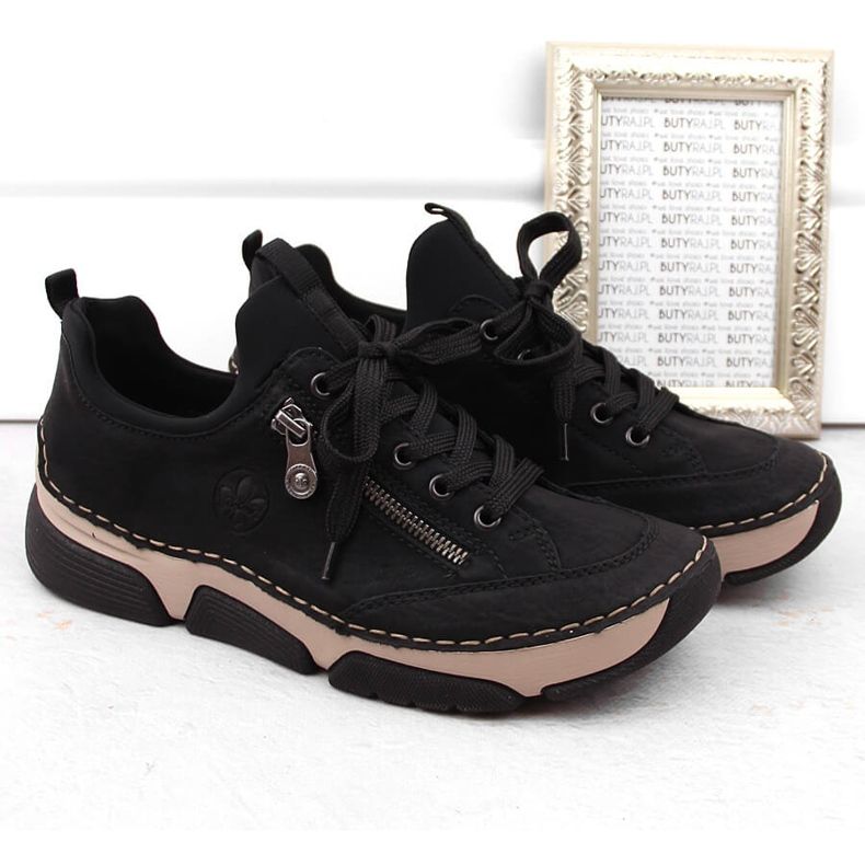Chaussures noires confortables pour femmes Rieker 45973-00 le noir 2
