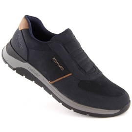 Chaussures à enfiler confortables en cuir pour hommes, bleu marine, Rieker 39652-14 1 Chaussures à enfiler confortables en cuir pour hommes, bleu marine, Rieker 39652-14 1