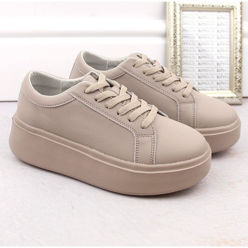 Chaussures en cuir pour femmes sur plateforme, beige foncé, Sergio Leone SP024 1