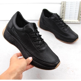 Chaussures de sport pour femmes en cuir noir Sergio Leone SP013 le noir 1