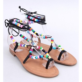 Maios Sandales romaines noires avec perles le noir 1