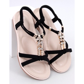 Haezz Sandales noires avec zircons décoratifs le noir 1