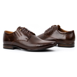 Chaussures habillées en cuir pour hommes 482 marron foncé brun 6