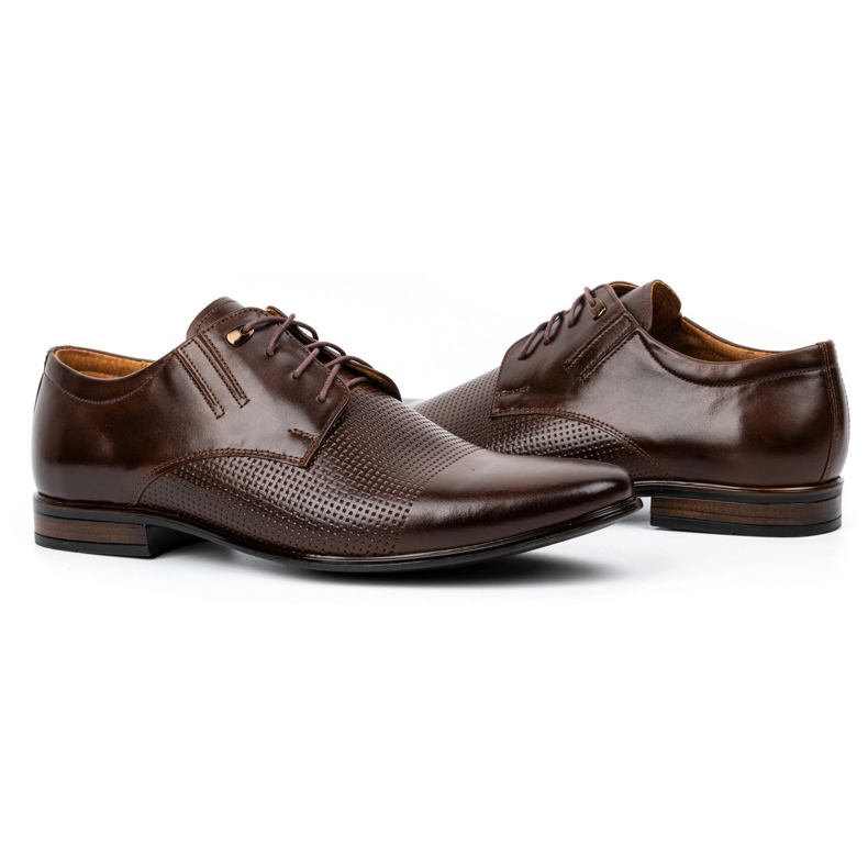 Chaussures habillées en cuir pour hommes 482 marron foncé brun 6