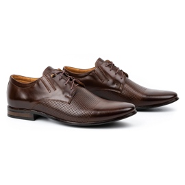Chaussures habillées en cuir pour hommes 482 marron foncé brun 2