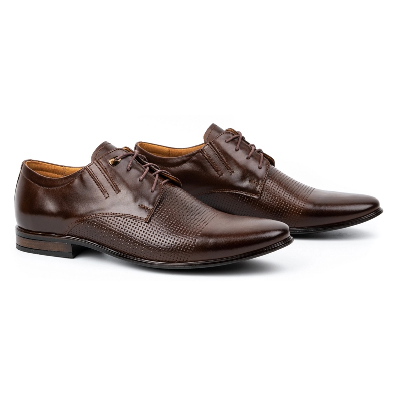 Chaussures habillées en cuir pour hommes 482 marron foncé brun 2