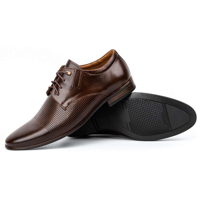 Chaussures habillées en cuir pour hommes 482 marron foncé brun 3