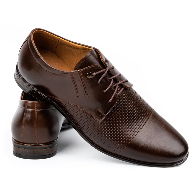 Chaussures habillées en cuir pour hommes 482 marron foncé brun 4