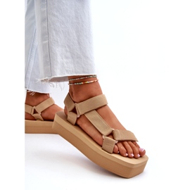 Ideal Shoes Sandales à plateforme pour femmes, beige 2