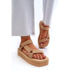 Ideal Shoes Sandales à plateforme pour femmes, beige 1