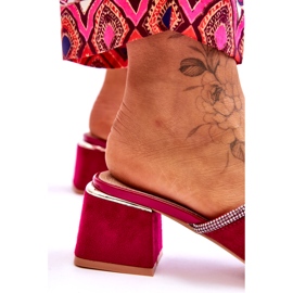 S.Barski Les tongs en daim féminins avec des talons hauts S. Barski KV-612-2 Fuksja rose 3