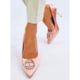 Escarpins Malconi Champagne avec décoration en cristal rose 1