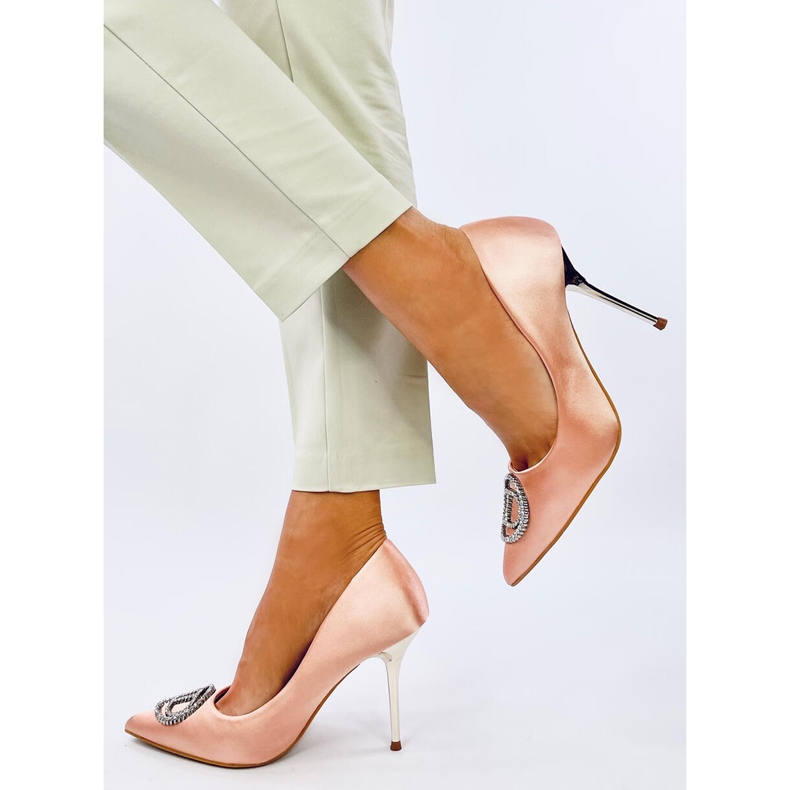 Escarpins Malconi Champagne avec décoration en cristal rose 2