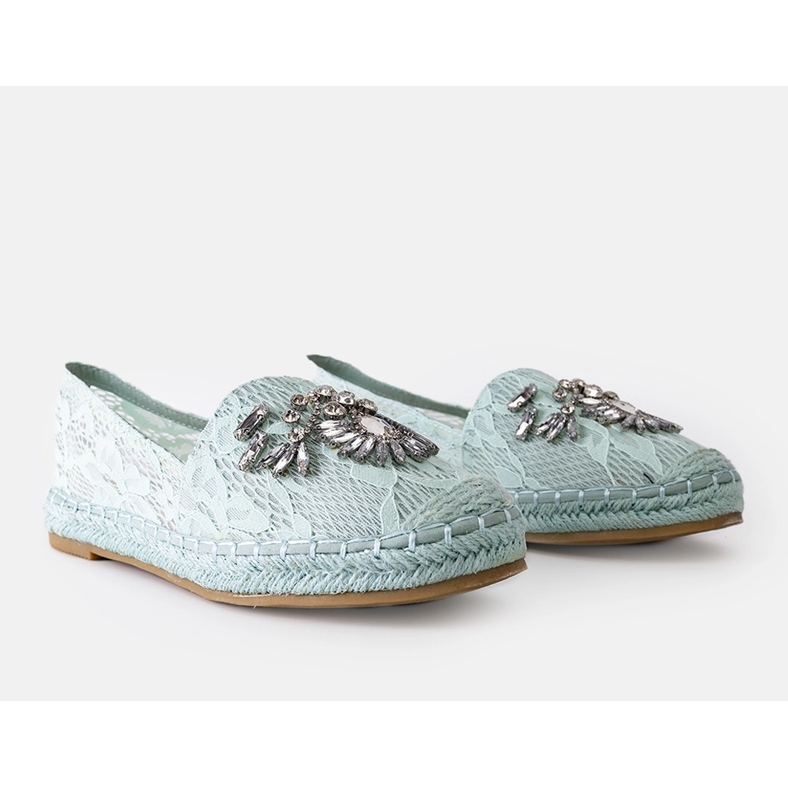 Espadrilles vertes avec strass Lordly 1