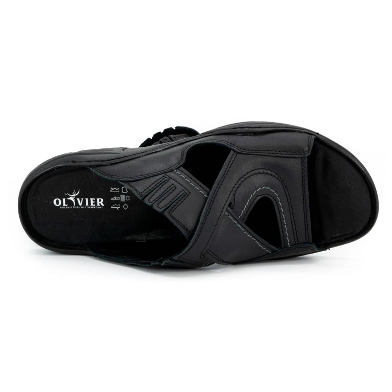 Olivier Flip pour hommes -flops en cuir naturel 400 MP noir le noir 3