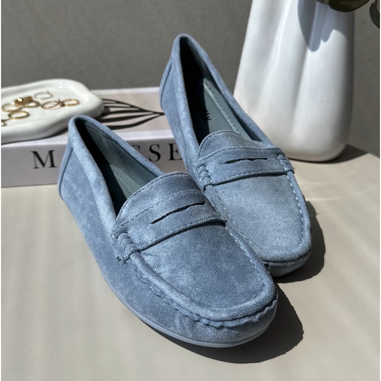 Mocassins femme en daim bleus Lenvie 2