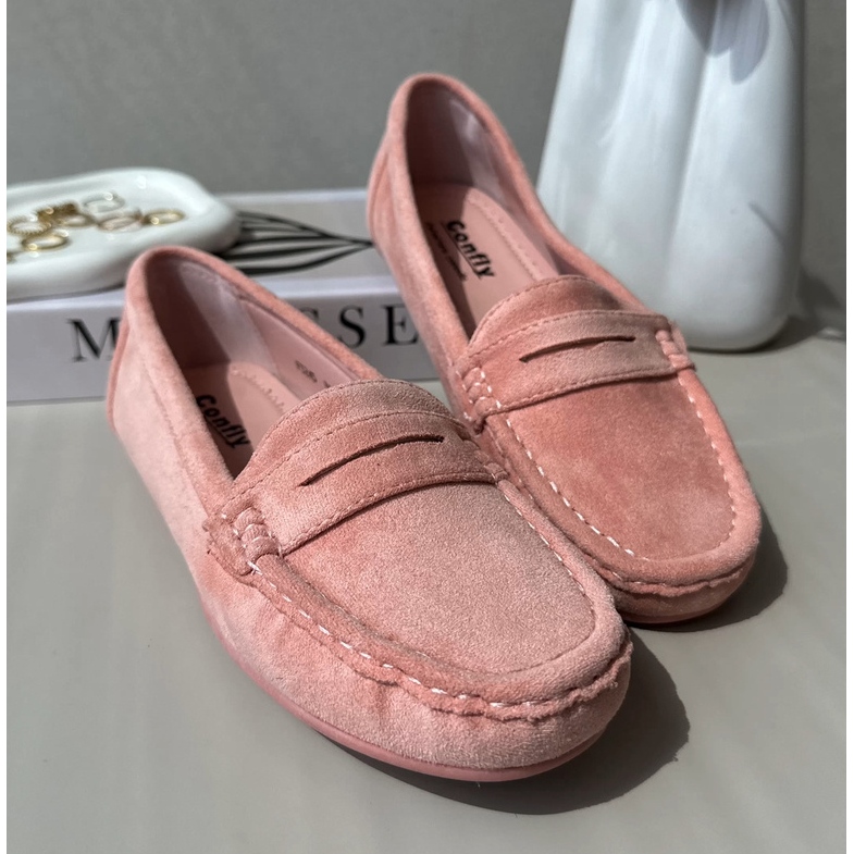 Mocassins en daim pour femme Rose clair Lenvie 1