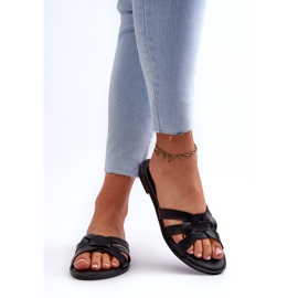 Evento Pantres d'éco-cuir à talons à talons plates pour femmes le noir 3