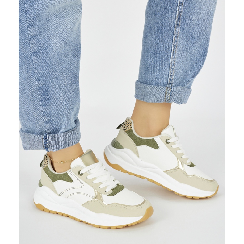 Chaussures de sport multicolores pour femmes à semelle épaisse blanc 1