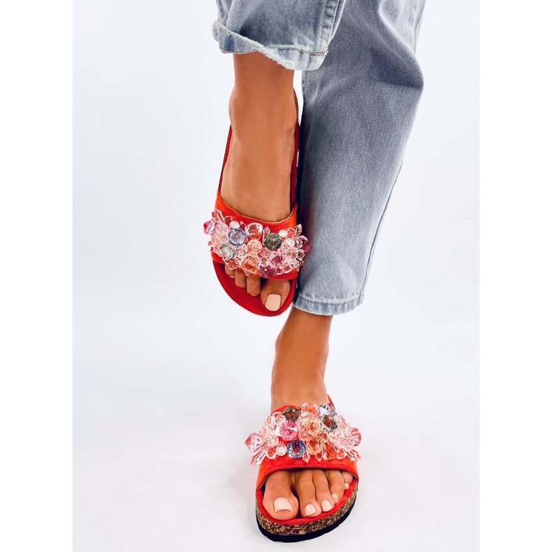 Tongs en liège avec pierres Maliv Orange 1