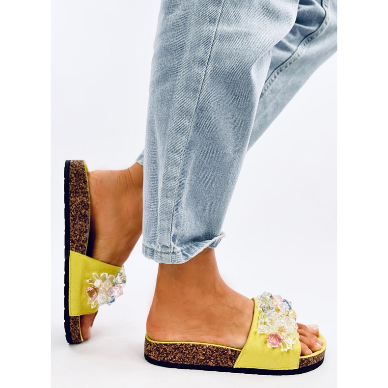 Tongs en liège avec pierres Maliv Green vert 2