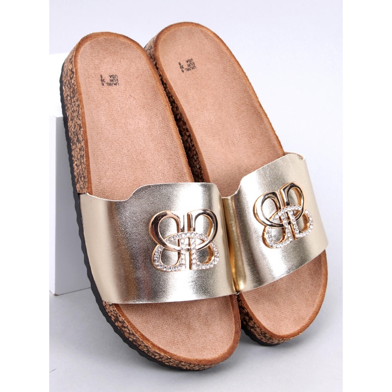 Chaussons Ibanei LT.GOLD en liège avec strass d'or 1